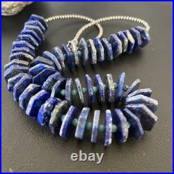 Mens Navajo Pearls Blue Lapis Turquoise Sterling Silver Necklace 20 13832