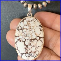 Mens Navajo Sterling Silver Wild Horse Turquoise Necklace Pendant 12814