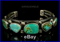Mens Navajo Vintage OLD PAWN Traditional VERDY JAKE Turquoise ROW Bracelet