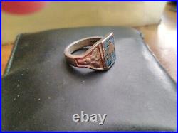Mens Vintage Native American Turquoise Indian Thunderbird Ring. Sz 9
