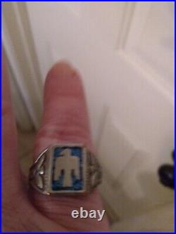 Mens Vintage Native American Turquoise Indian Thunderbird Ring. Sz 9