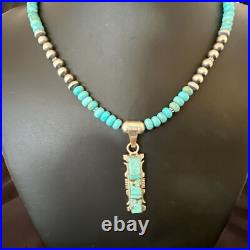 Mens Womens Turquoise#8 Pendant Navajo Sterling Silver Necklace 17072