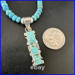 Mens Womens Turquoise#8 Pendant Navajo Sterling Silver Necklace 17072