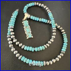 Mens Womens Turquoise#8 Pendant Navajo Sterling Silver Necklace 17072