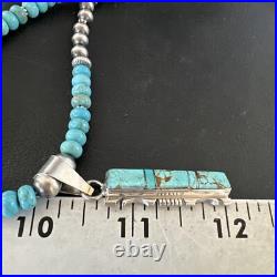 Mens Womens Turquoise#8 Pendant Navajo Sterling Silver Necklace 17072