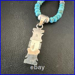 Mens Womens Turquoise#8 Pendant Navajo Sterling Silver Necklace 17072