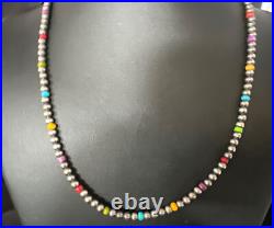 Multicolor 4mm Sterling Silver Navajo Pearls 16 Necklace 94316