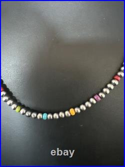 Multicolor 4mm Sterling Silver Navajo Pearls 16 Necklace 94316