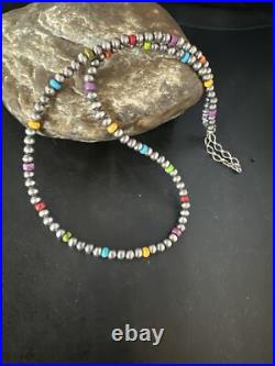 Multicolor 4mm Sterling Silver Navajo Pearls 16 Necklace 94316