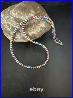 Multicolor 4mm Sterling Silver Navajo Pearls 16 Necklace 94316