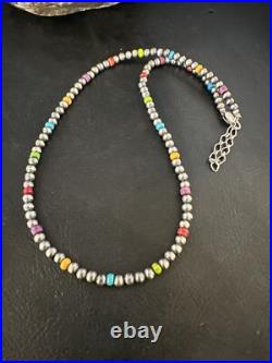 Multicolor 4mm Sterling Silver Navajo Pearls 16 Necklace 94316