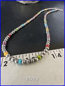 Multicolor 4mm Sterling Silver Navajo Pearls 16 Necklace 94316