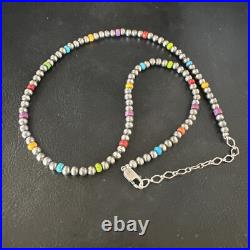 Multicolor 4mm Sterling Silver Navajo Pearls 16 Necklace 94316