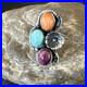 Multicolor Ring Turquoise Spiny Navajo Sterling Silver Cluster Size 7 19178