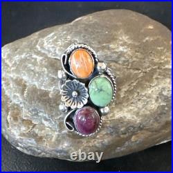 Multicolor Ring Turquoise Spiny Navajo Sterling Silver Cluster Size 7 19179 Multicolor Ring Turquoise Spiny Navajo Sterling Silver Cluster Size 7 19179
