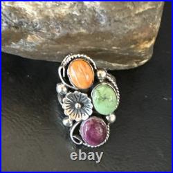 Multicolor Ring Turquoise Spiny Navajo Sterling Silver Cluster Size 7 19179 Multicolor Ring Turquoise Spiny Navajo Sterling Silver Cluster Size 7 19179