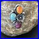 Multicolor Ring Turquoise Spiny Navajo Sterling Silver Cluster Size 8.5 19167