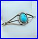 NAVAJO JJ VINTAGE 925 STERLING SILVER 11x9 mm. TURQUOISE CUFF BRACELET