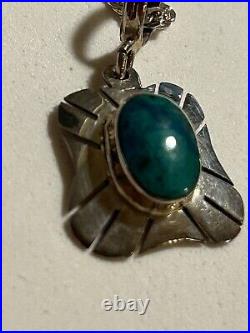 NAVAJO NATIVE AMERICAN VINTAGE MALACHITE STERLING SILVER PENDANT NECKLACE/Earrin NAVAJO NATIVE AMERICAN VINTAGE MALACHITE STERLING SILVER PENDANT NECKLACE/Earrin