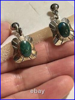 NAVAJO NATIVE AMERICAN VINTAGE MALACHITE STERLING SILVER PENDANT NECKLACE/Earrin NAVAJO NATIVE AMERICAN VINTAGE MALACHITE STERLING SILVER PENDANT NECKLACE/Earrin