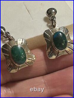 NAVAJO NATIVE AMERICAN VINTAGE MALACHITE STERLING SILVER PENDANT NECKLACE/Earrin NAVAJO NATIVE AMERICAN VINTAGE MALACHITE STERLING SILVER PENDANT NECKLACE/Earrin