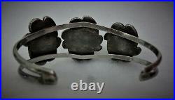 NAVAJO Old Pawn Vintage NATIVE AMERICAN Sterling Blue TURQUOISE Cuff Bracelet