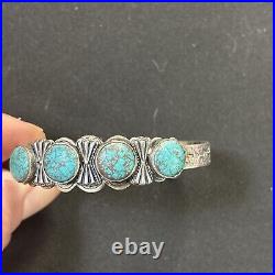 NAVAJO Vintage Native Turquoise Stone Thunderbird Bracelet