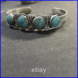 NAVAJO Vintage Native Turquoise Stone Thunderbird Bracelet
