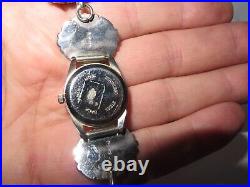 NE Sterling Silver Native American Turquoise Watch Jewelry Ladies Vintage a404