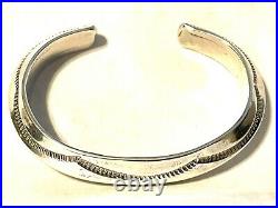NORA TAHE Navajo Vintage Sterling Silver Carinated Cuff Bracelet 51.68 Grams