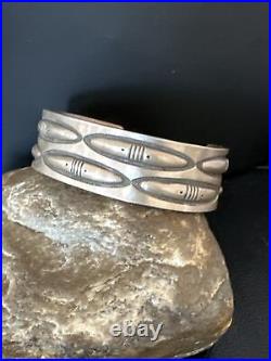 Native American All Sterling Silver Navajo Stamped Cuff Bracelet 15985