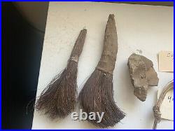 Native American Artifacts Vtg Brushes Arrowheads String Flute! A Lot Vtg Rare