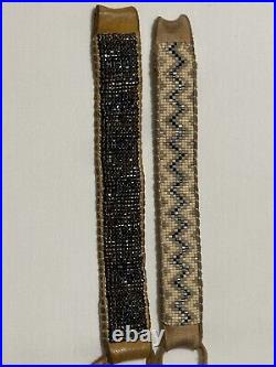 Native American Beaded Bracelet Leather Stormie handmade vintage lot of 2