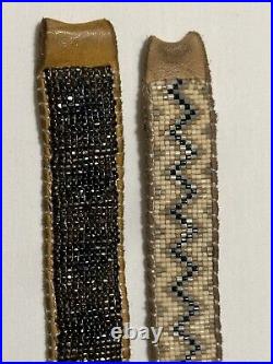 Native American Beaded Bracelet Leather Stormie handmade vintage lot of 2