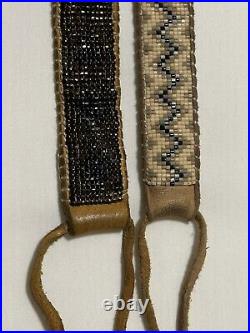 Native American Beaded Bracelet Leather Stormie handmade vintage lot of 2