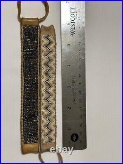 Native American Beaded Bracelet Leather Stormie handmade vintage lot of 2