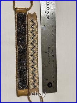 Native American Beaded Bracelet Leather Stormie handmade vintage lot of 2