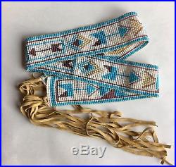 Native American Glass Seed Bead Loom Beaded Sash Belt 32-44 VINTAGE