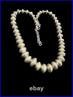 Native American Navajo Necklace Sterling Silver Beads Adjustable Vintage