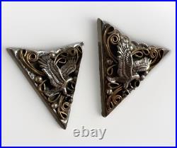 Native American Navajo Silver Eagle Collar Tips Vintage Western Wear