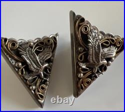 Native American Navajo Silver Eagle Collar Tips Vintage Western Wear