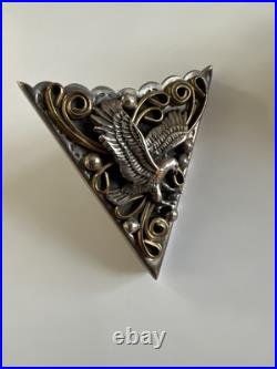 Native American Navajo Silver Eagle Collar Tips Vintage Western Wear