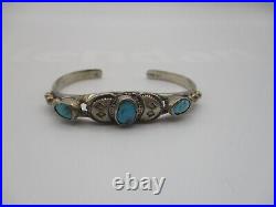 Native American Navajo Sterling Turquoise Cuff Bracelet Vintage