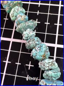 Native American Navajo Vintage Turqoise Beaded Necklace Sterling Silver Nugget