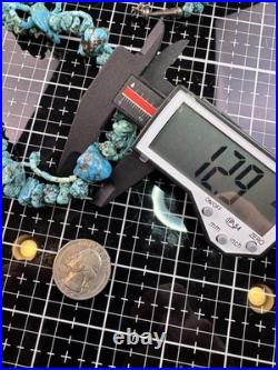Native American Navajo Vintage Turqoise Beaded Necklace Sterling Silver Nugget