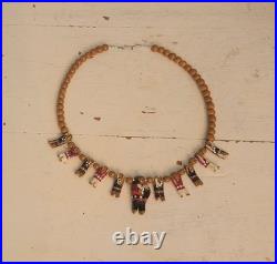 Native American Santo Domingo Kewa Wood Hand Carved Storyteller Necklace Vintage