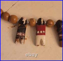 Native American Santo Domingo Kewa Wood Hand Carved Storyteller Necklace Vintage