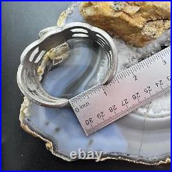 Native American Signed Vintage Silver Turquoise Sandcast Bracelet For Women