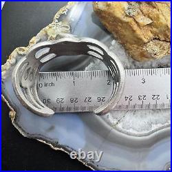 Native American Signed Vintage Silver Turquoise Sandcast Bracelet For Women