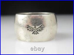 Native American Silver Eagle Ring Wide Band Size 9 Estate Vintage